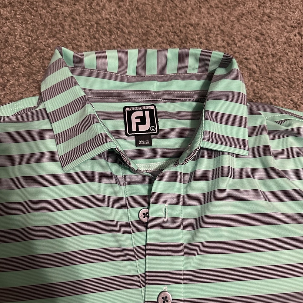 FootJoy Men's L Mint and Black Polo